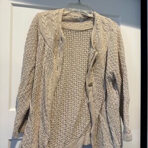 Christopher & Banks Tan Textured Knit Cardigan